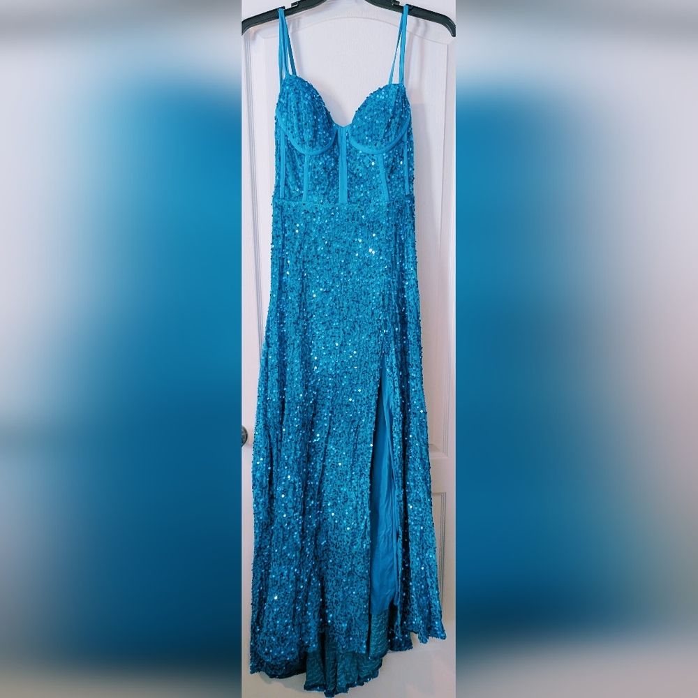 Sparkling Blue Sequin Gown